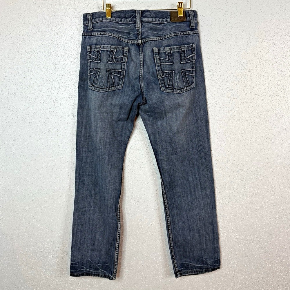 Red Camel Men's Blue Denim Straight Leg Jeans 5-Pocket Button Fly Logo